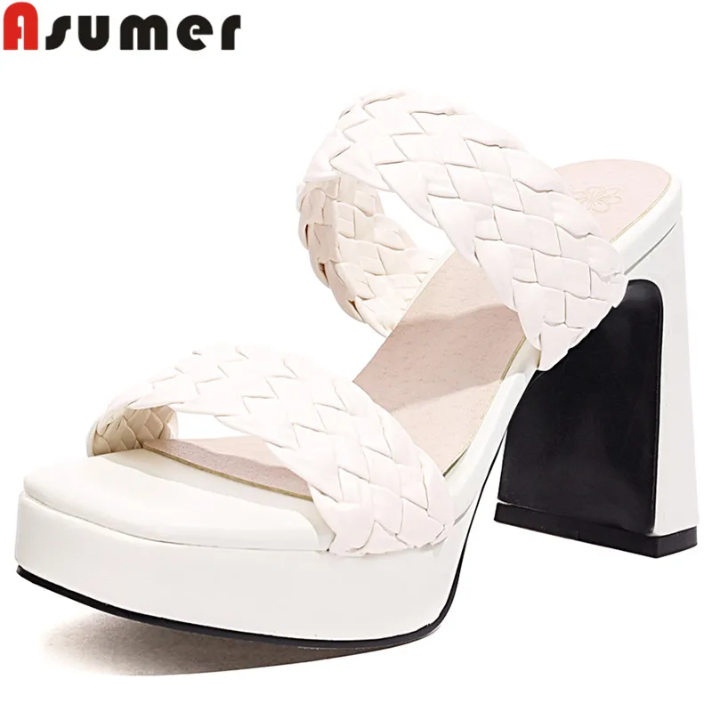 

ASUMER 2022 Size 35-46 New Microfiber Platform Sandals Women Super High Heels Shoes Summer Solid Ladies Dress Shoes