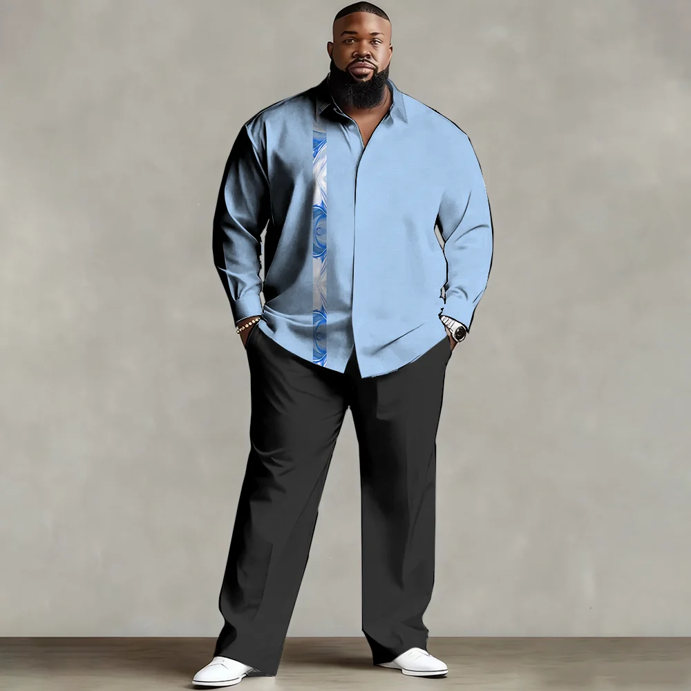 

S-9xl plus size Men's Shirt Set: Texture Charm - Breathable Fabric, Sleek Dobby Weave Textures, Wrinkle-Resistant,