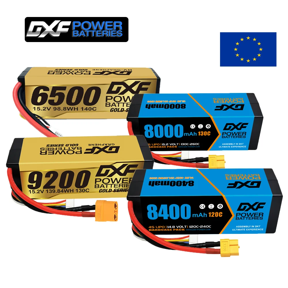 

Аккумулятор DXF 4S Lipo 140C 6500mAh 130C 8000mAh 120C 8400mAh 130C 9200mAh EC5 XT90 Plug Hardcase для радиоуправляемых автомобилей, лодок, грузовиков, БПЛА, гонок