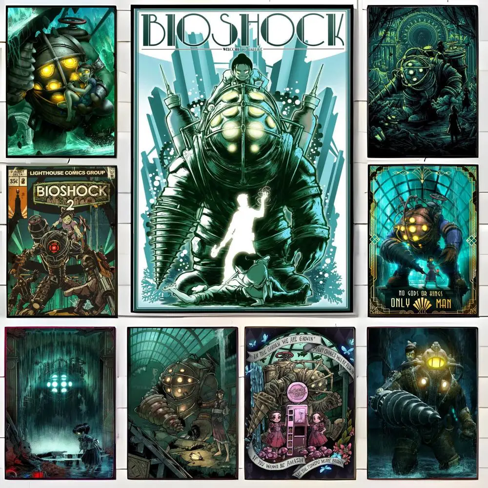 Affiche murale rétro Art Fanart B-BioShockMT R-Rapture, impression artistique, décoration murale, décoration de la maison, cadeau, sans cadre
