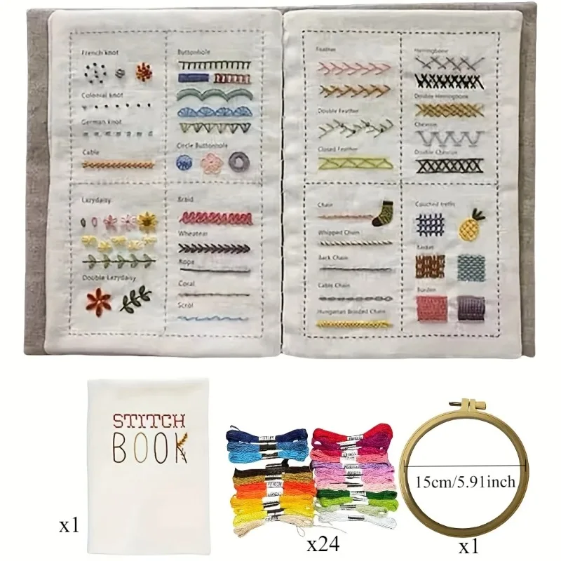 1 ensemble de livres de broderie, livres de points, livres de points de bricolage, livres de couture de broderie, livres de couture de broderie, broderie
