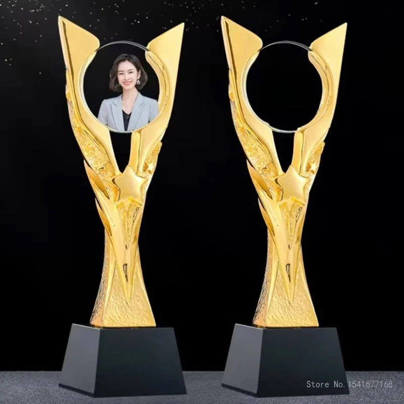 Customized Resin Trophy Custom Color Printing as a Prize, Sports Movie Award, Annual Meeting, Crystal Base, Home Decoration, 1Pc