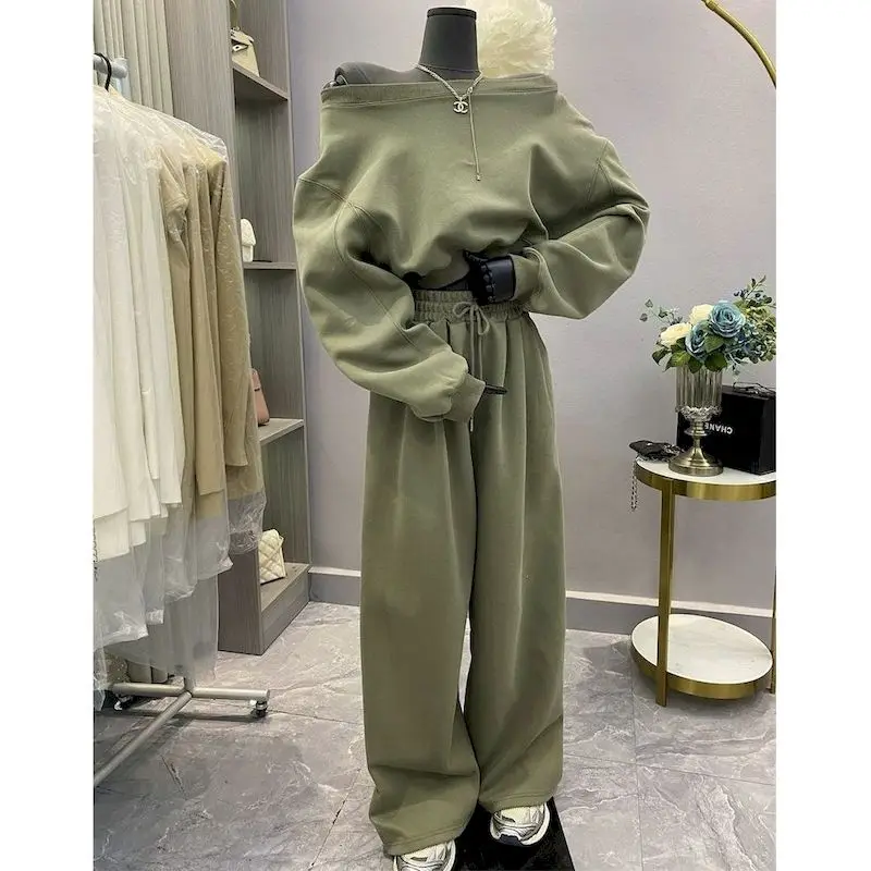 

High Street Pants Sets Sporty Fashion Two Piece Sets Age Reduction Long Sleeve Sweatshirts Korean Style Casual Straight Pants