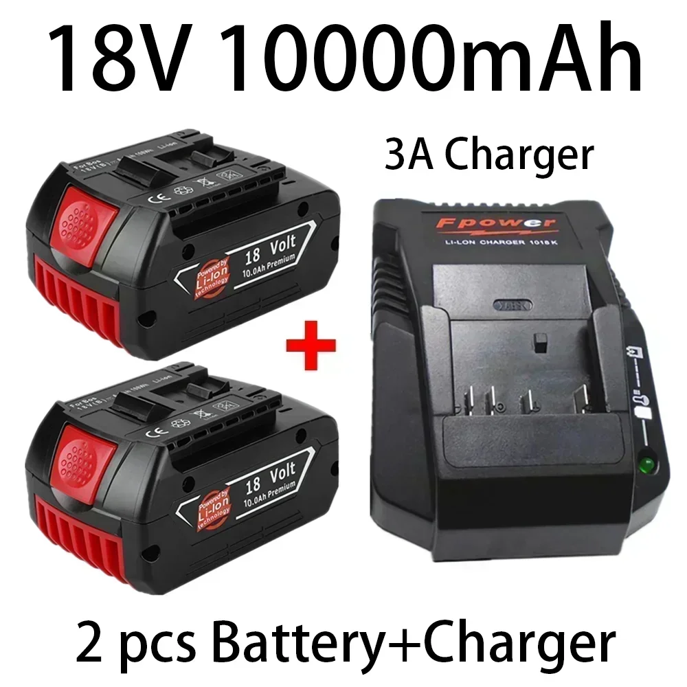 SU NEW 18V 10Ah Rechargeable Li-Ion Battery For Bosch 18V Power Tool Backup 6000mah Portable Replacement BAT609 Indicator Light
