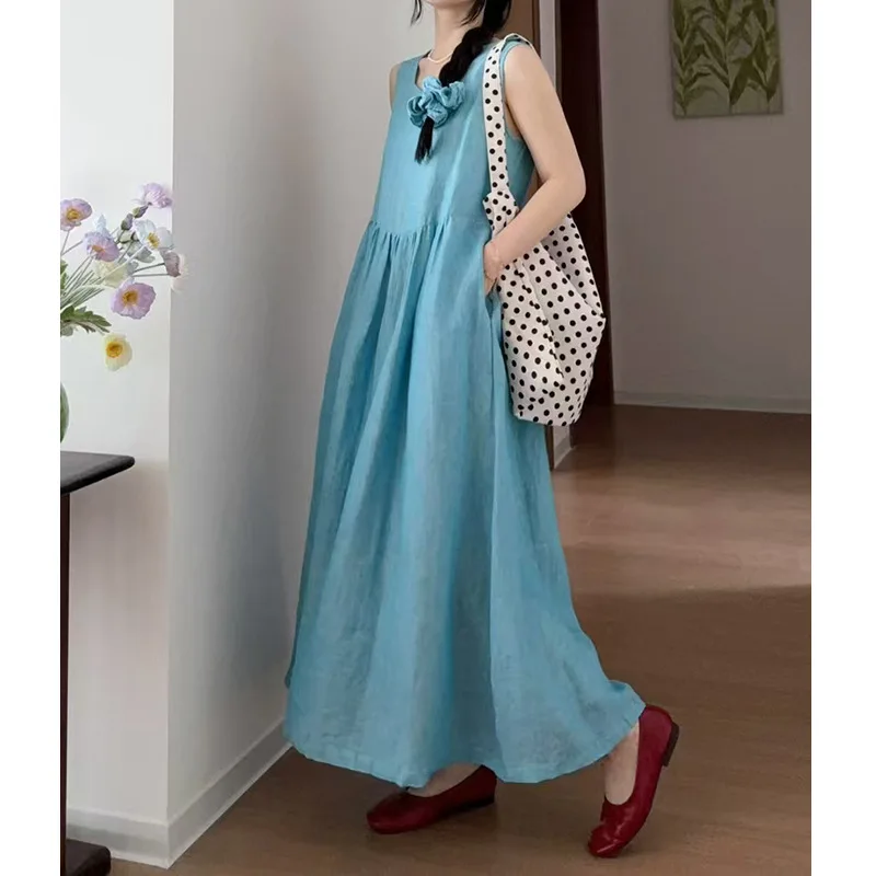 

Long Dress Women Dresses A Line Vestidos Y2k Streetwear Round Neck Sleeveless Elegant Splice Party Night Work Casual Loose