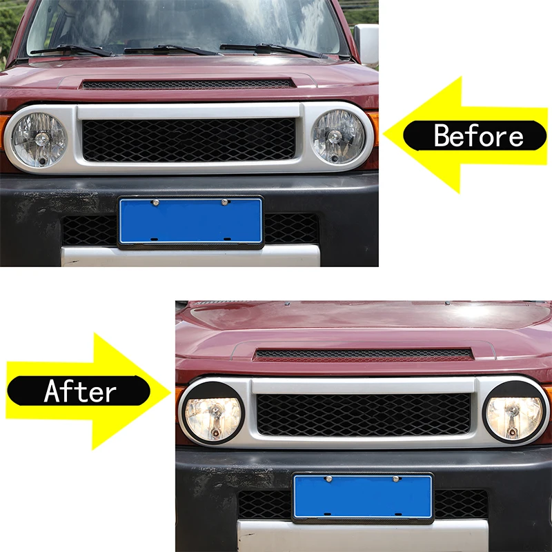 For 2007-2021 Toyota FJ Cruiser Aluminum alloy black car shape headlight decoration sticker car exterior protection accessories