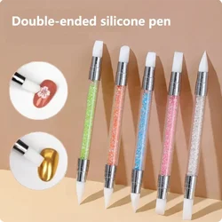 5/15pcs Nail Art Pen Double Head Silicone Flower Sculpting Pen Adjustable Glue Stick Embossing Pen Nail Art Brush Home Tool