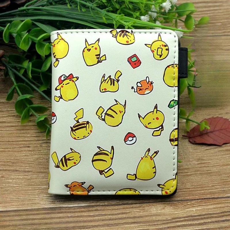 Pokemon Cartoon Pikachu Psyduck Kawaii Creative Wallet Short Printed PU Snap Wallet Student Coin Purse Children Birthday Gifts