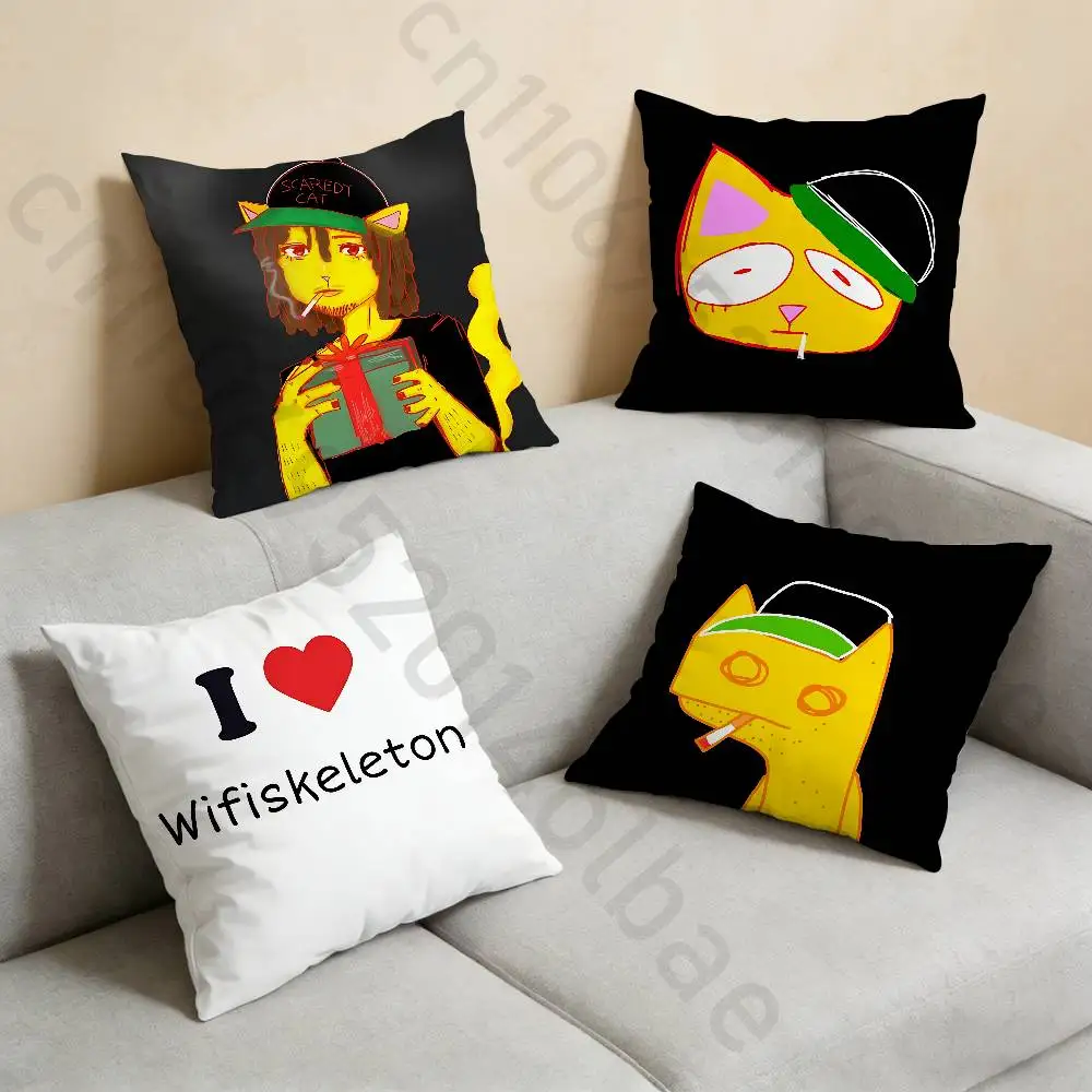 

Suburban Daredevil W-Wifiskeleton Pillow Case Anti-dustmite Pillowcase Invisible zipper silky short plush Sofa cushion cover