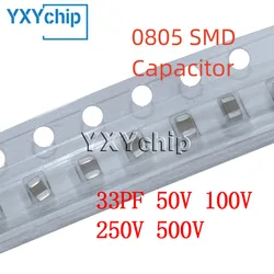 50PCS 0805 33PF 50V 100V 250V 500V ±5% 330J C0G SMD Chip Multilayer Ceramic Capacitor