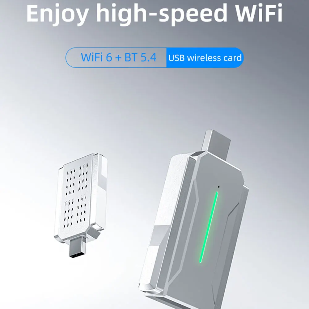 

WiFi6 Двойная антенна USB-карта 600 МБ Bluetooth 5.4 Стабильность сигнала Win10/11 Drive Бесплатный сетевой адаптер