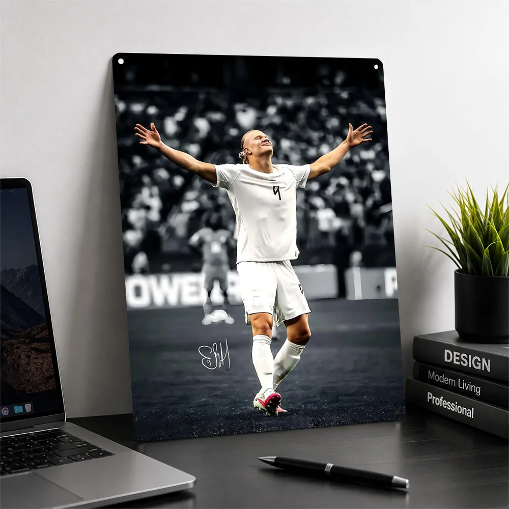 Erling Haaland Celebrating Goal Metal Poster Perfect Gift for Fans Lovers Personalized Wall Art Metal Sign for Bedroom Stuff