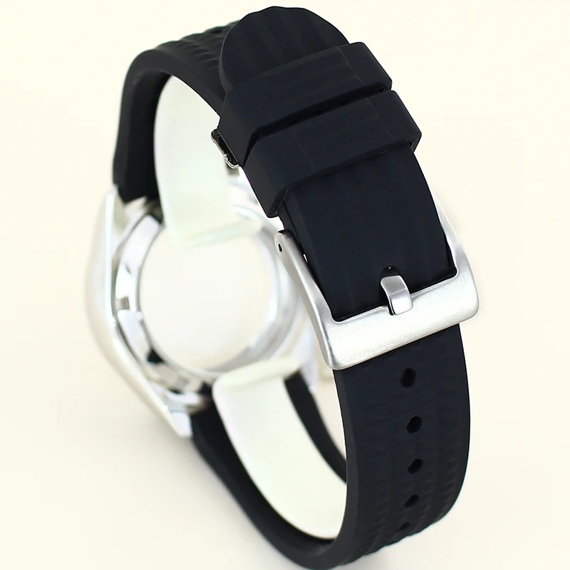 38mm Nh35 Watch Case Black Rubber Watchband Ceramic Bezel For SKX Seiko Nh35 Nh36 Nh38/34 Movement 28.5mm Dial Sapphire Crystal