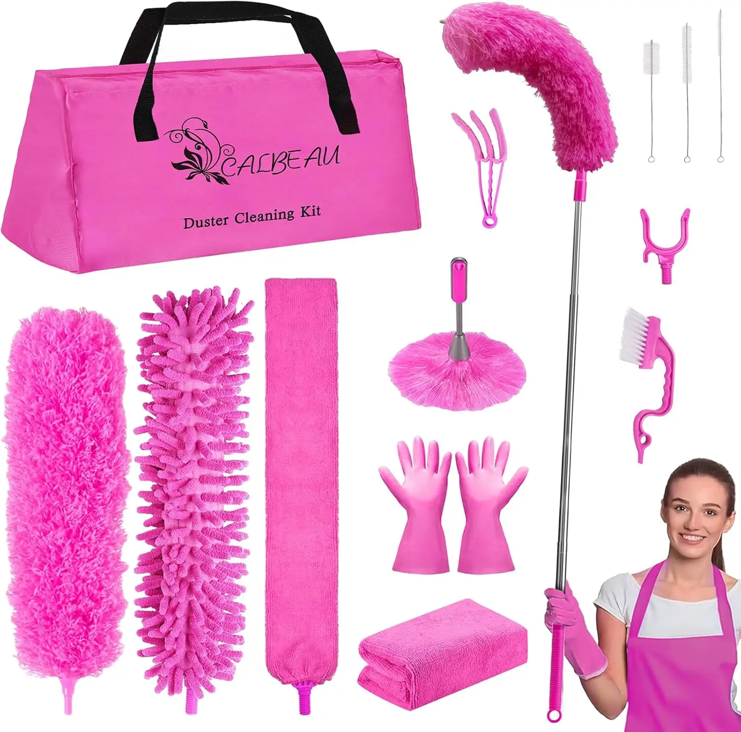 

Microfiber Dusters for Cleaning, Feather Dusters with Extension Pole, Bendable & Washable Dusters for