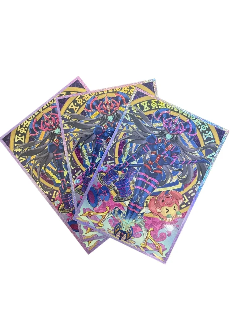 60 Stück Yu-Gi-Oh! Magier des Schwarzen Chaos/Kuriboh Pink Foil Flash Kartenhülle 63x90mm VG OCG Spielkarten-Sammelhülle