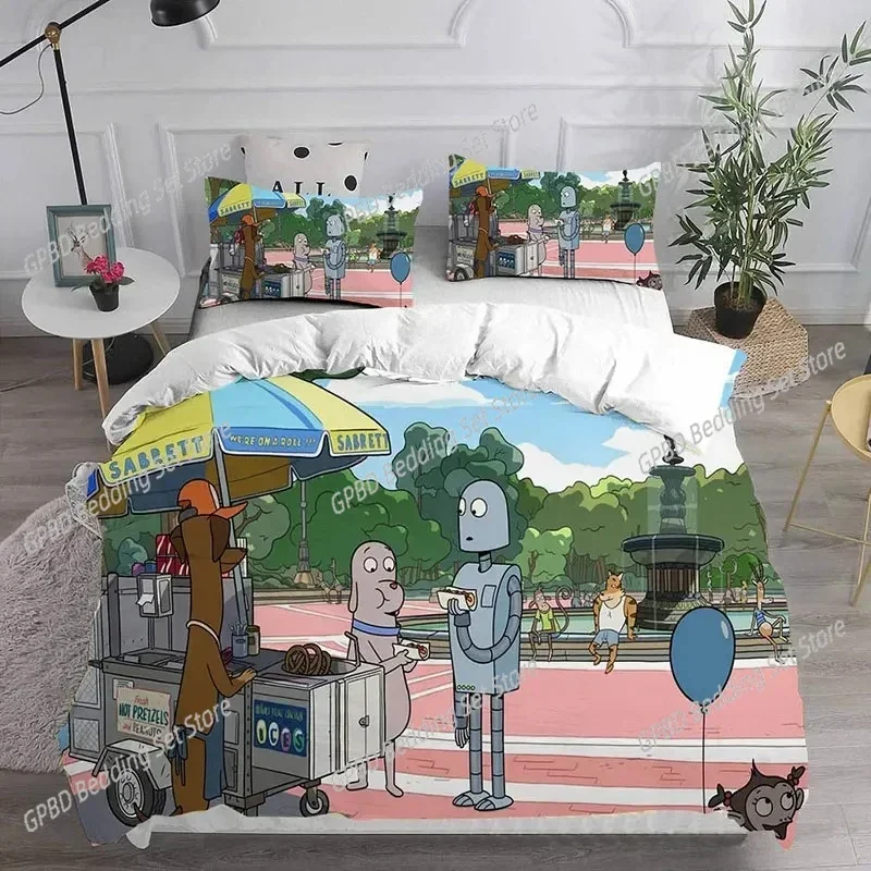 Cartoon Robot Dreams 3D Bedding Set Duvet Cover Pillowcases Single Twin Full Queen King Size Home Decor Quilt Boys Gift
