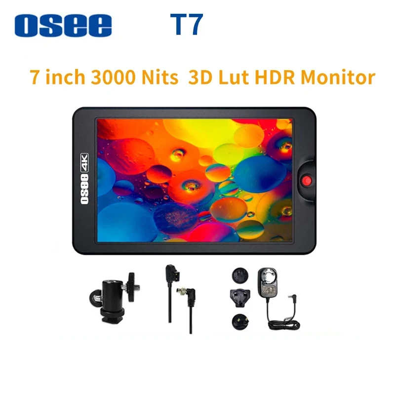 OSEE T7 Full HD 3000 Nits Monitor 7 Inch 1920×1200 Monitor for DSLR Camera Field 3D Lut HDR IPS Support 4K HDMI- Input & Output