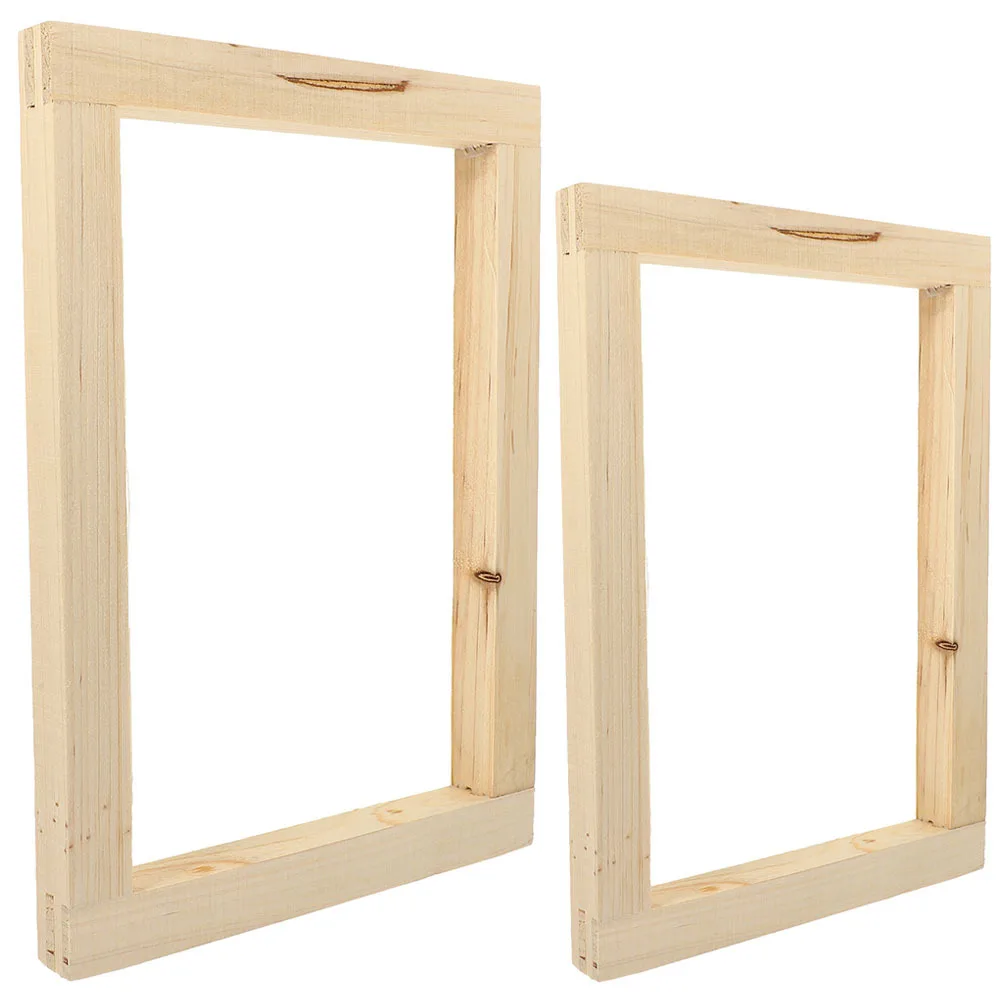 

2Pcs Reusable Wooden Screen Printing Frame Portable Lightweight DIY Tool for T-Shirts Bags Tablecloths Silk Screens