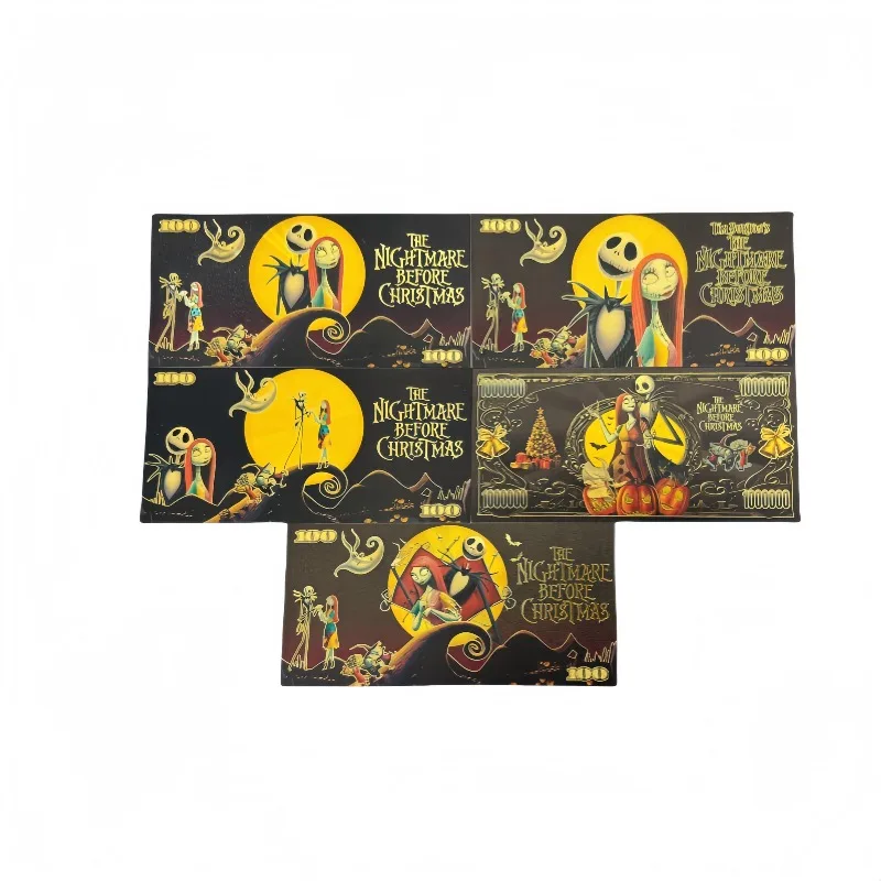 

MINISO 5 styles Disney Christmas Gold Banknote Anime Black Gold Card For Birthday Gift