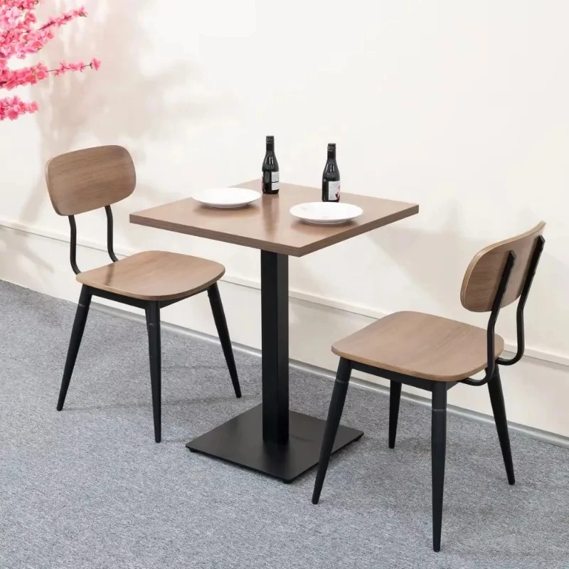 

high quality Classic industrial style room furniture Wooden tletop dining tle and black metal chair set