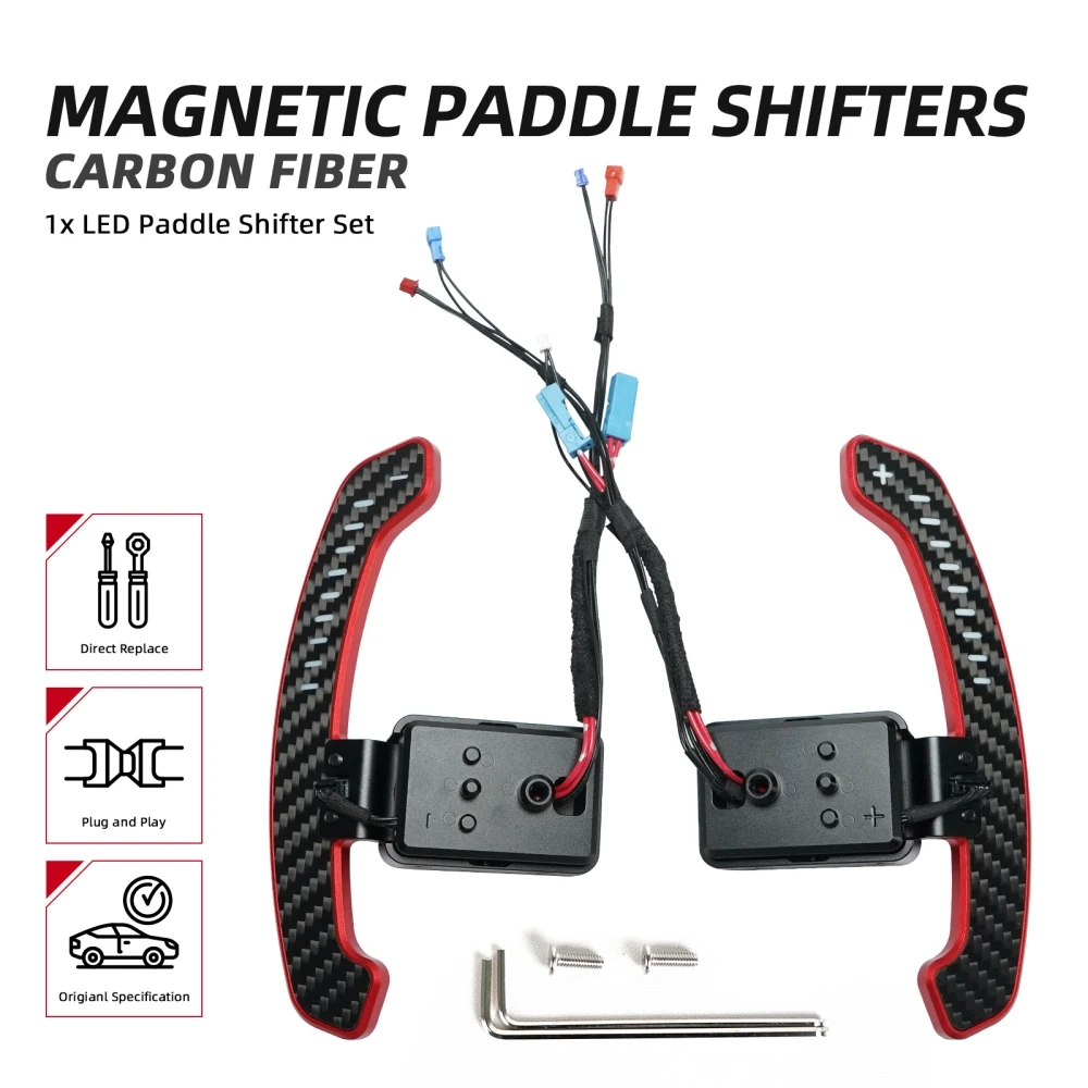 Steering Wheel LED RPM Display Magnetic Paddle Shifter for BMW F/G Series F20 F52 F22 F46 F30 F34 F32 F36 G22 G80 G05 G07 i8 i12 for Mini (F55/F56/F57/F60) & Supra A90 Carbon Fiber Paddle Extensions