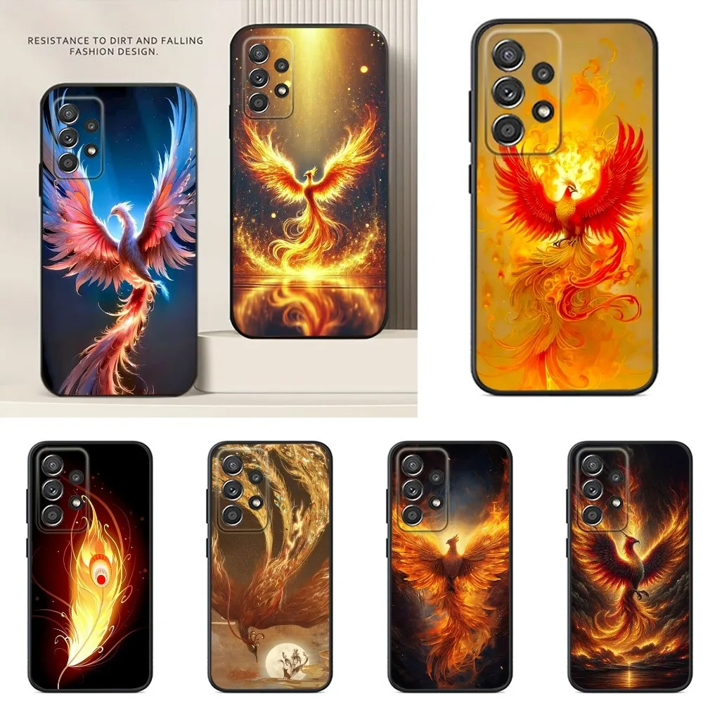 

Phoenix Mythical Beast Animal Phone Case For Samsung S24,S23,S22,S21,S20,S10,S10E,S9 Plus FE Note 20 Ultra 10,9 Plus Black Case