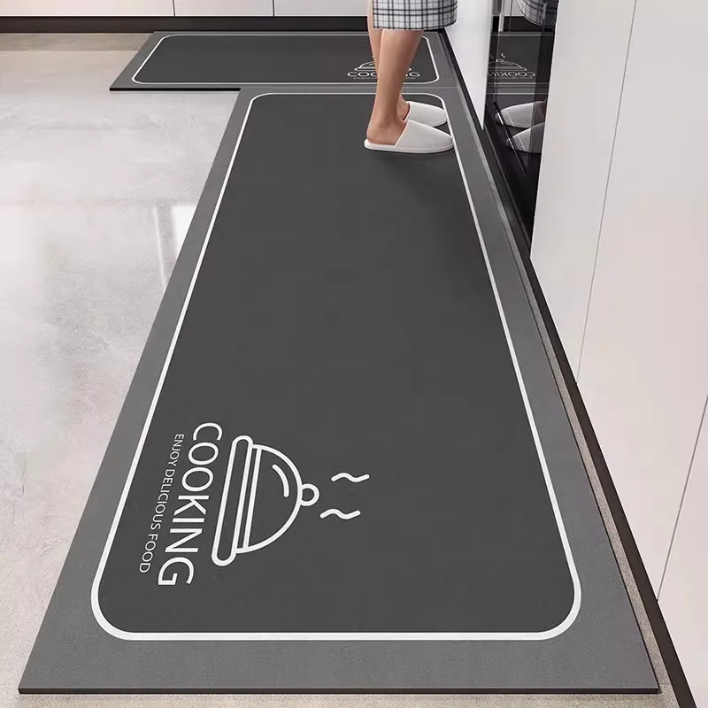 Carpet for Kithen Floor Mat Long Rug PVC Leather Waterproof Oil-proof Non-slip Foot Mats Gray Minimalist Rugs Home Decoration