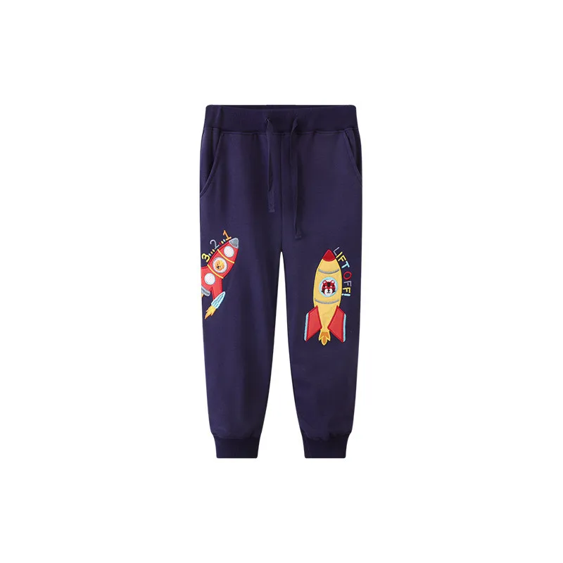 

Jumping Meters Children's Trousers Pants With Rockets Embroidery Hot Selling Boys Girls Sweatpants Autumn Spring Kids Pants