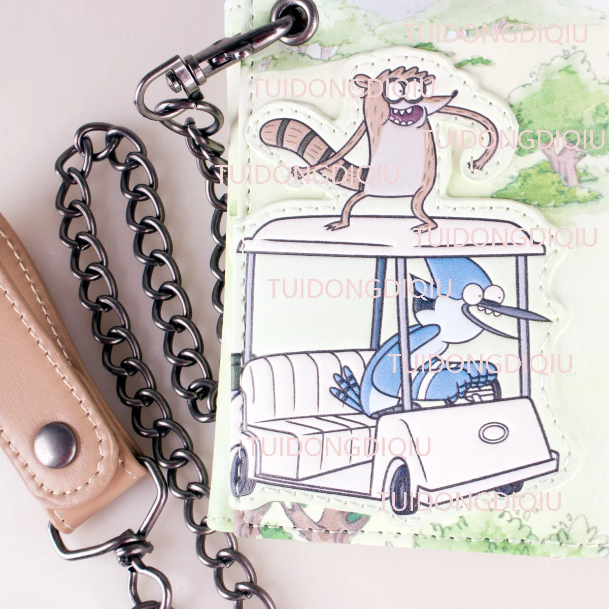 Porta carte d'identità con porta carte in rilievo alla moda con catena tripla stampata di alta qualità