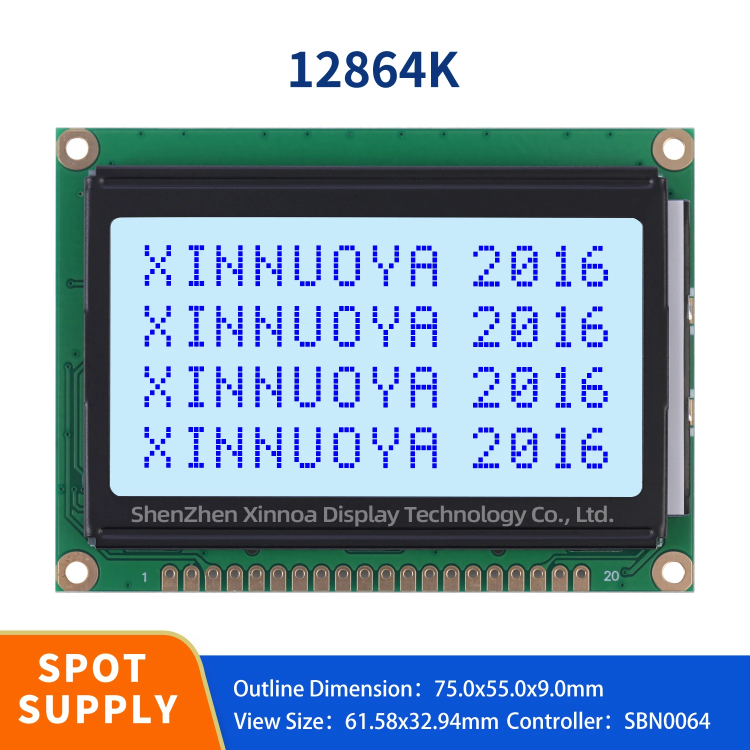 STN gray film blue font 5V 128*64 DOTS module 5V blue screen 12864K with backlight NT7108C parallel port LCD12864 for Arduino