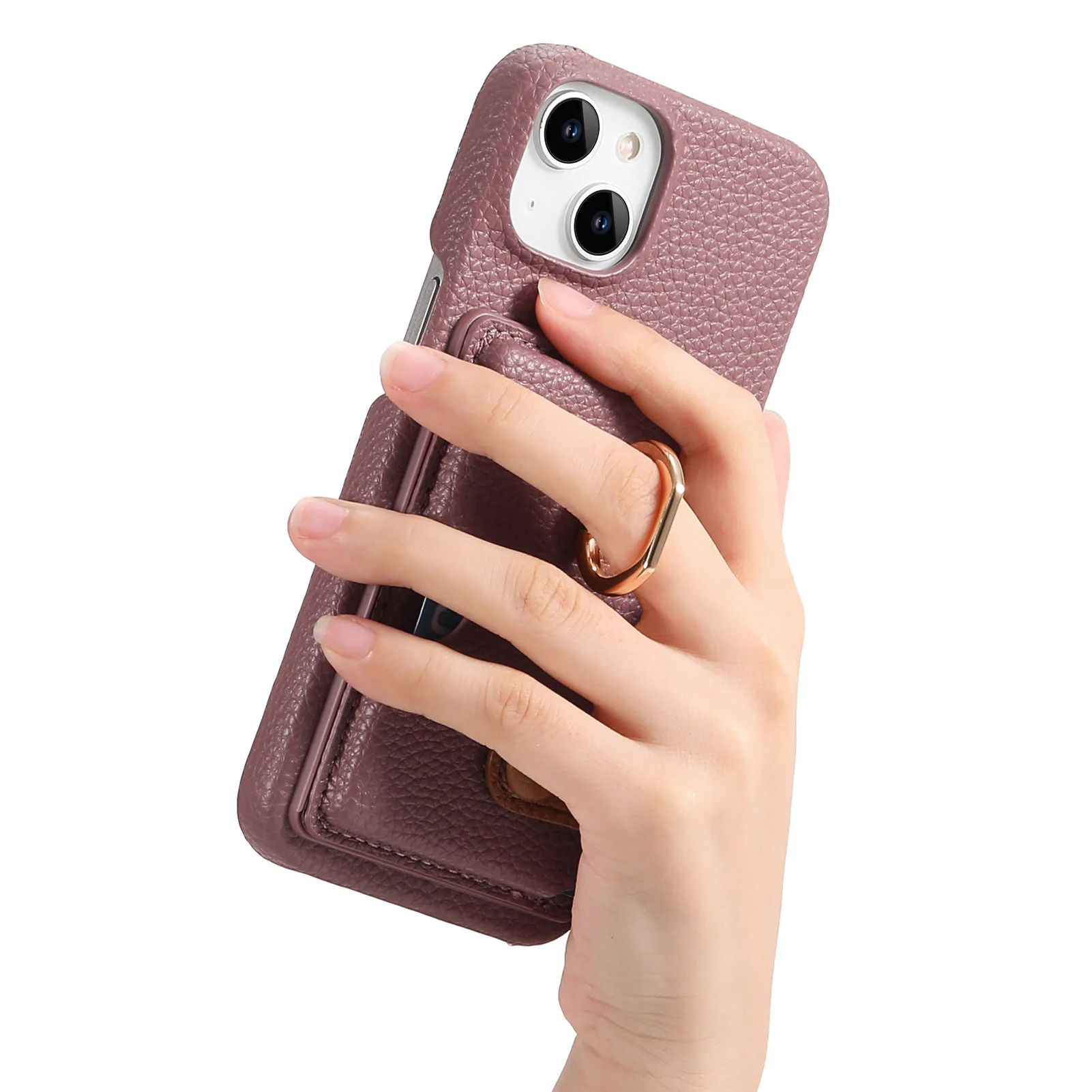 Leather Ring Support Phone Case for IPhone 17 Air 16E 18 16 15 14 13 12 11 Pro Max Plus Wallet with Card Holder Shockproof Cover