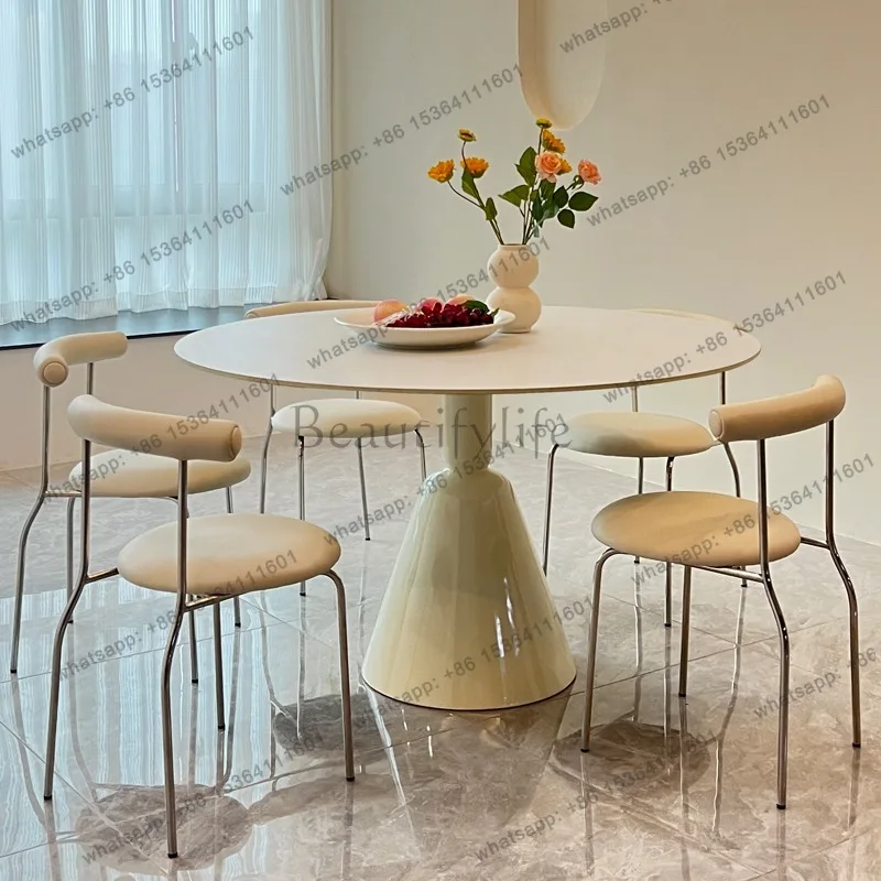 Nordic Cream Style Dining Tables Modern Luxury Living Room Coffe Round Table Balcony Dining Room Furnitur Mesas Redondas FYDT