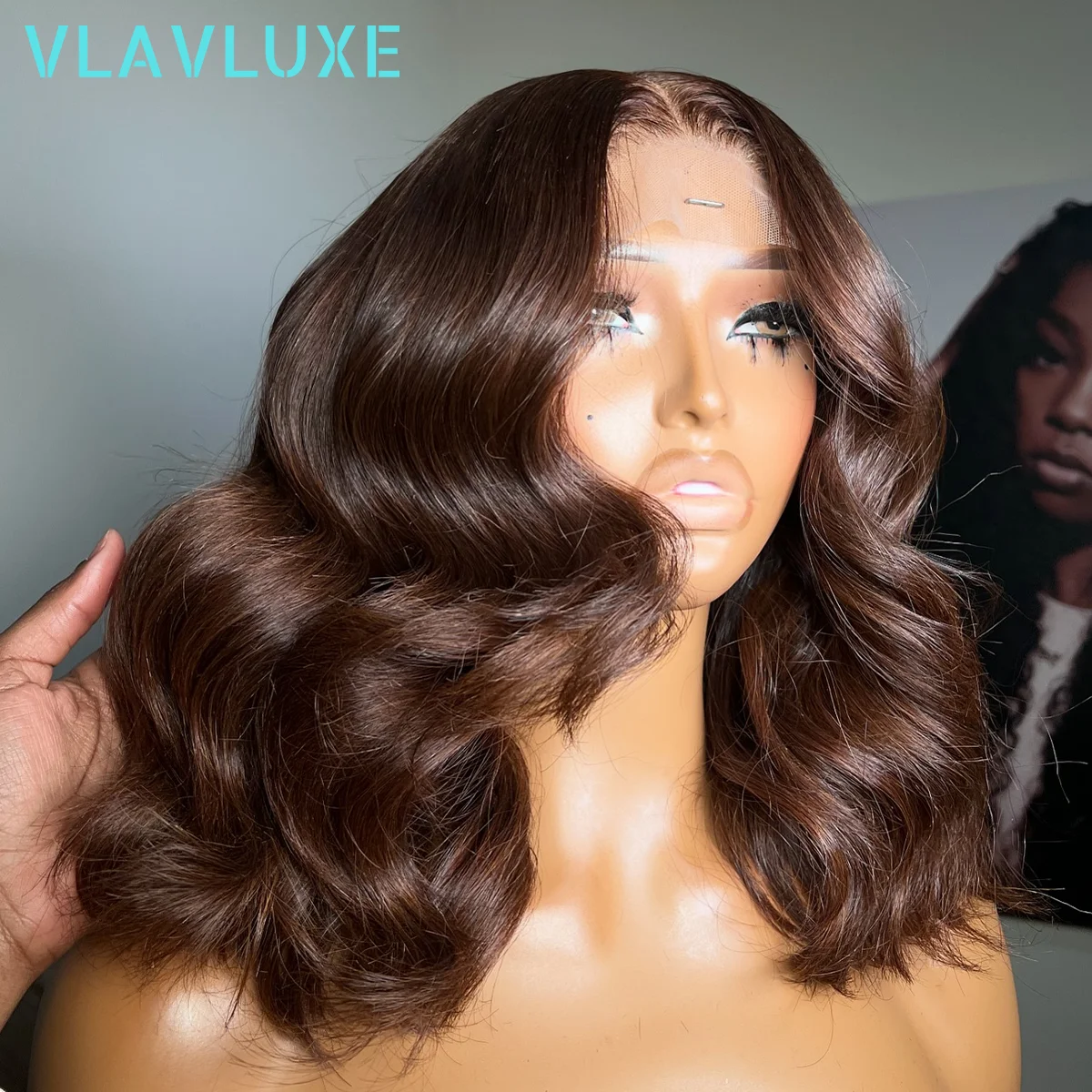

Glueless Brown Colored Body Wave Human Hair Wigs 360 HD Transparent Lace Frontal Wigs 400% Density 36 Inches Brazilian Hair Wigs