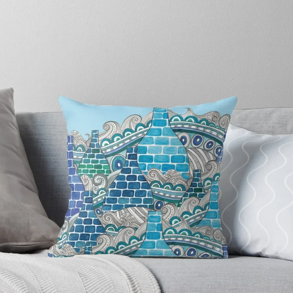 STOKE ON TRENT: BLUE ABSTRACT KILNS Throw Pillow Christmas Covers For Cushions Christmas Pillowcase Pillow