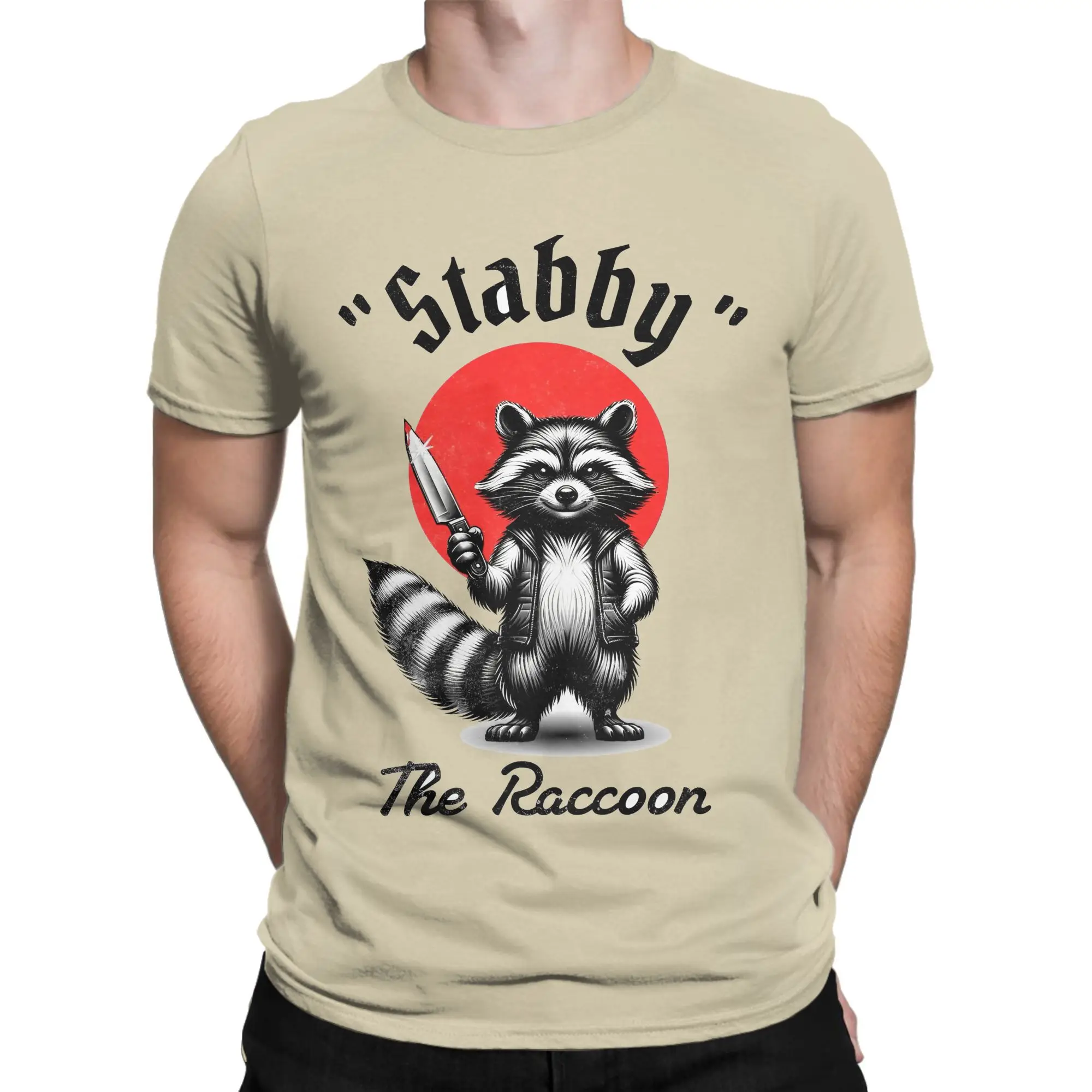 Casual The raccoon T-Shirt Men Round Collar 100% Cotton T Shirt   Stabby Short Sleeve Tee Shirt New Arrival Clothes