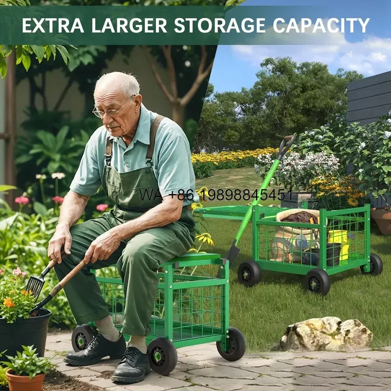 Wmwmnu Rolling Garden Work Seat with Wheels Upgraded Heavy Duty Gardening Cart with Seat