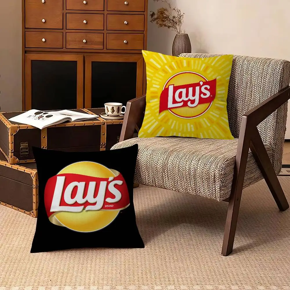 T-rending L-ay's Fun Food   Pillow Gift Home Office Decoration Bedroom Sofa Car Cushion Cover case 45x45