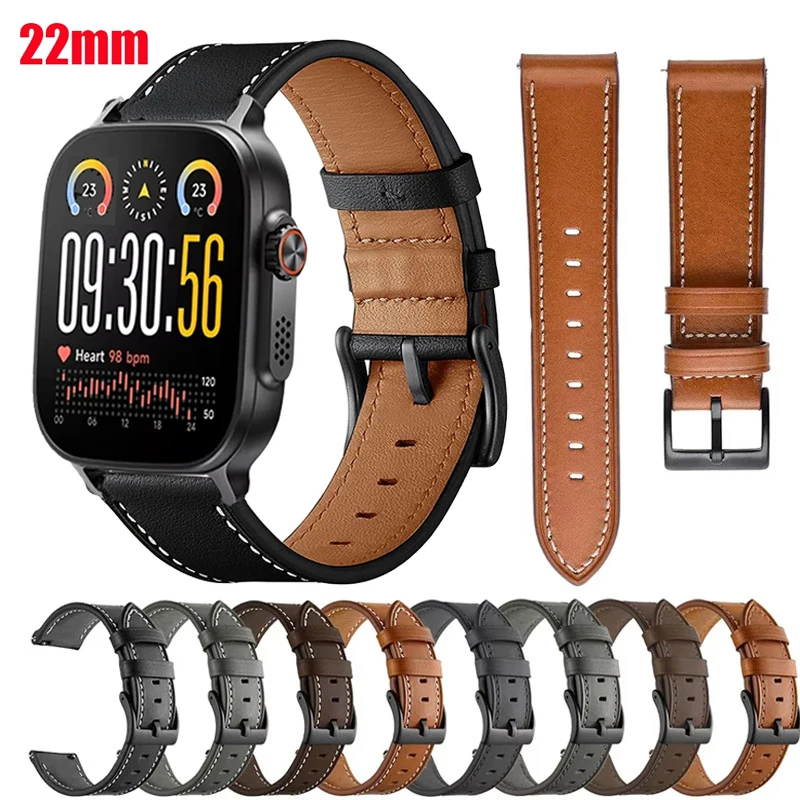 22mm Leather Bracelet Strap For Realme Watch 5 Band Wristband Correa For Realme Watch S2/Realme S 2 2Pro 3 3 Pro Retro Watchband