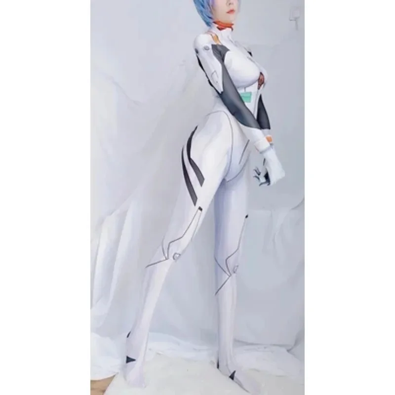 Nuevo 2025 disfraz de Rei Ayanami mono blanco mono fiesta de Halloween Cosplay Zentai Catsuit 002 Bear House Anime