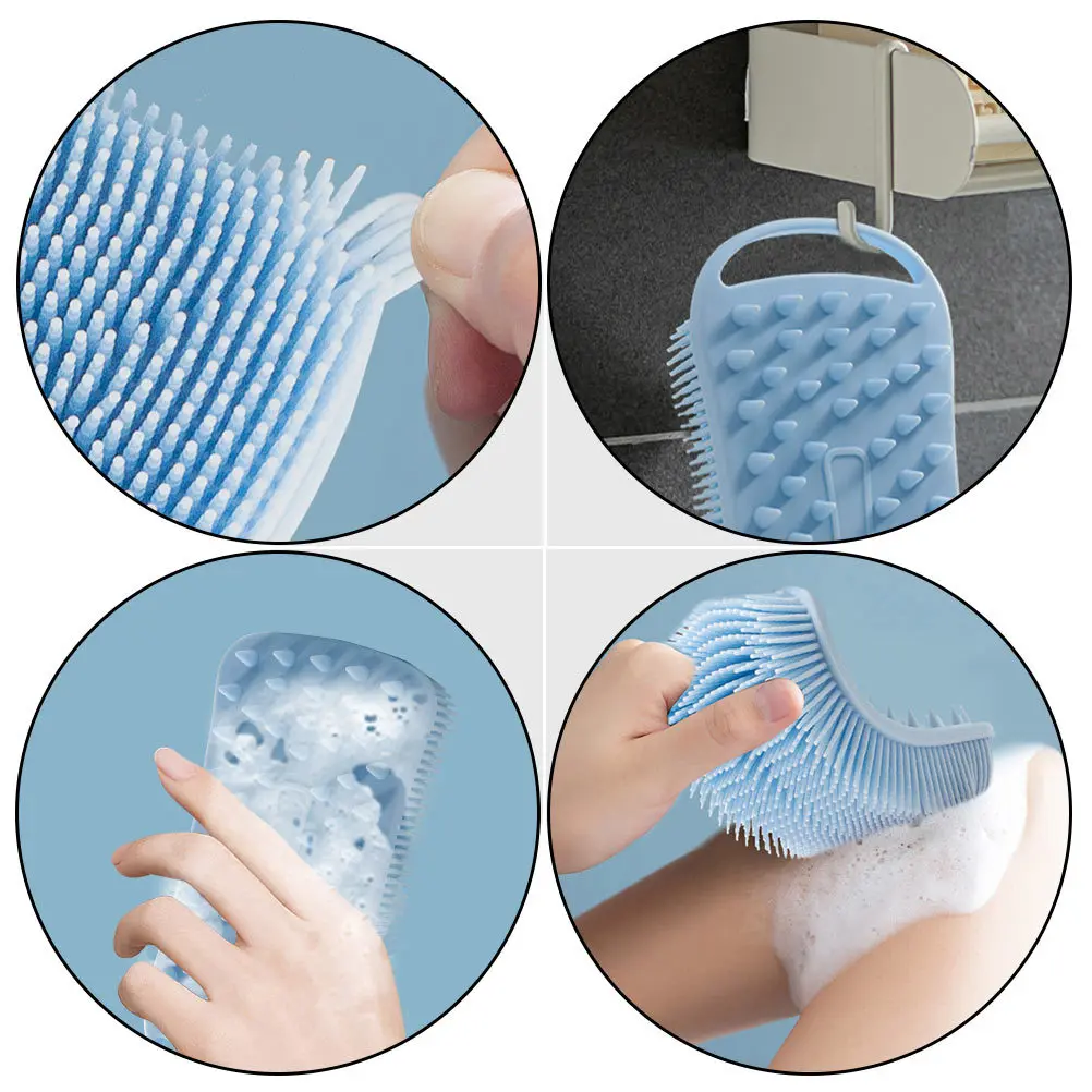 

3Pcs Bath Body Brush Safe Silicone Exfoliating Scrubber Dual Sided Shower Skin Cleaner Home Use Bath Scrubber Hair Washing Brush