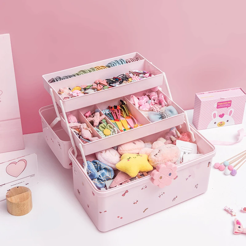 Children\'s Hair Accessories Storage Box Baby Head Rope Hairpin Rubber Band Head Jewelry Dressing Cute Girl Jewelry Box