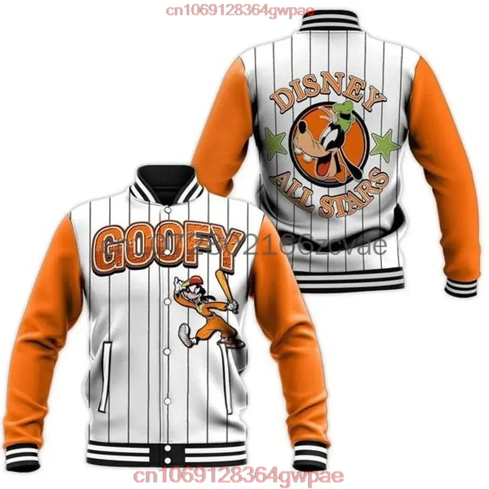 Disney Goofy Baseball Jacket Men Women Hip Hop Harajuku Jackets Streetwea Boys Girls Loose College Coats