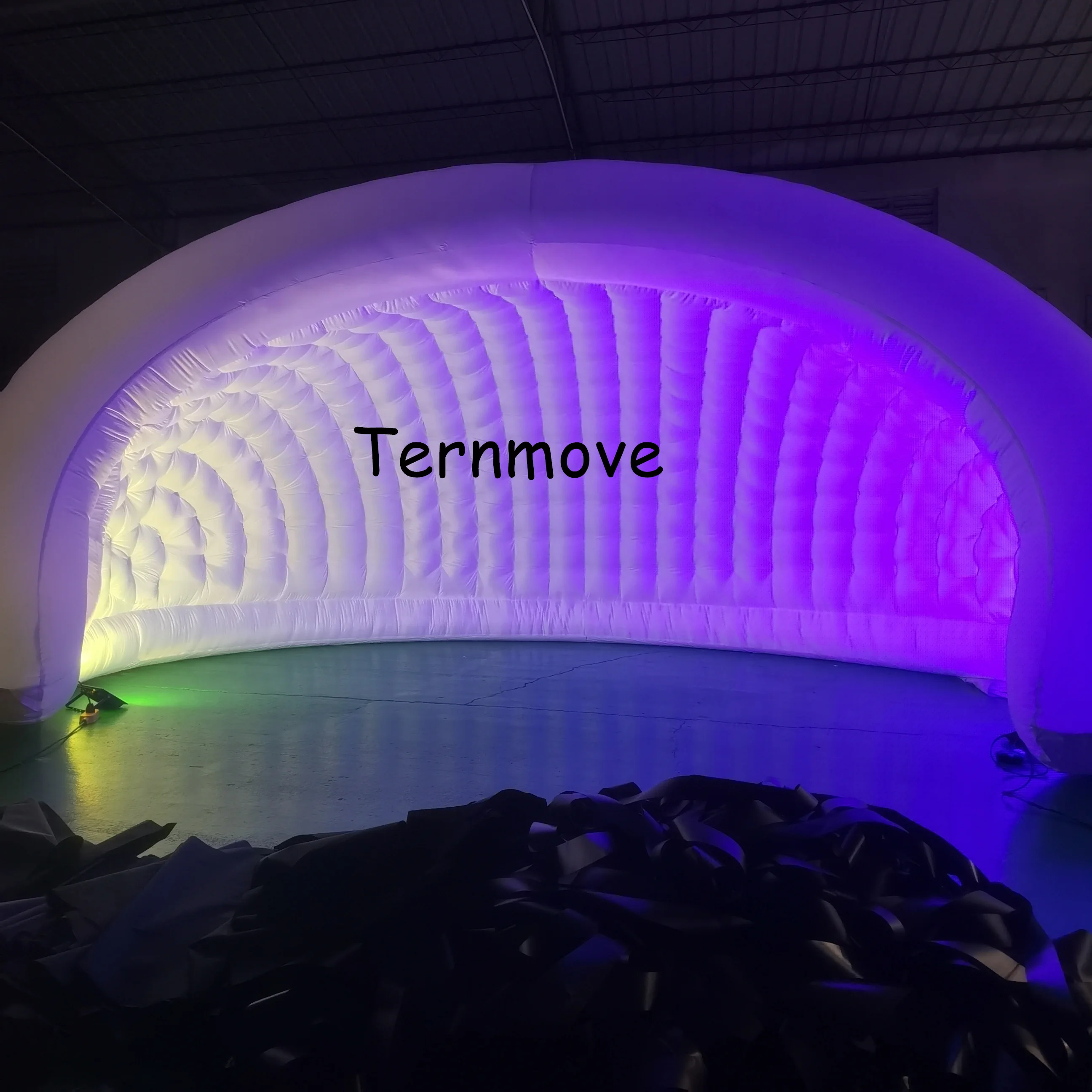 Stage inflatable luna pod tent air igloo shell tent for concert half-moon inflatable air dome luna tent with led light