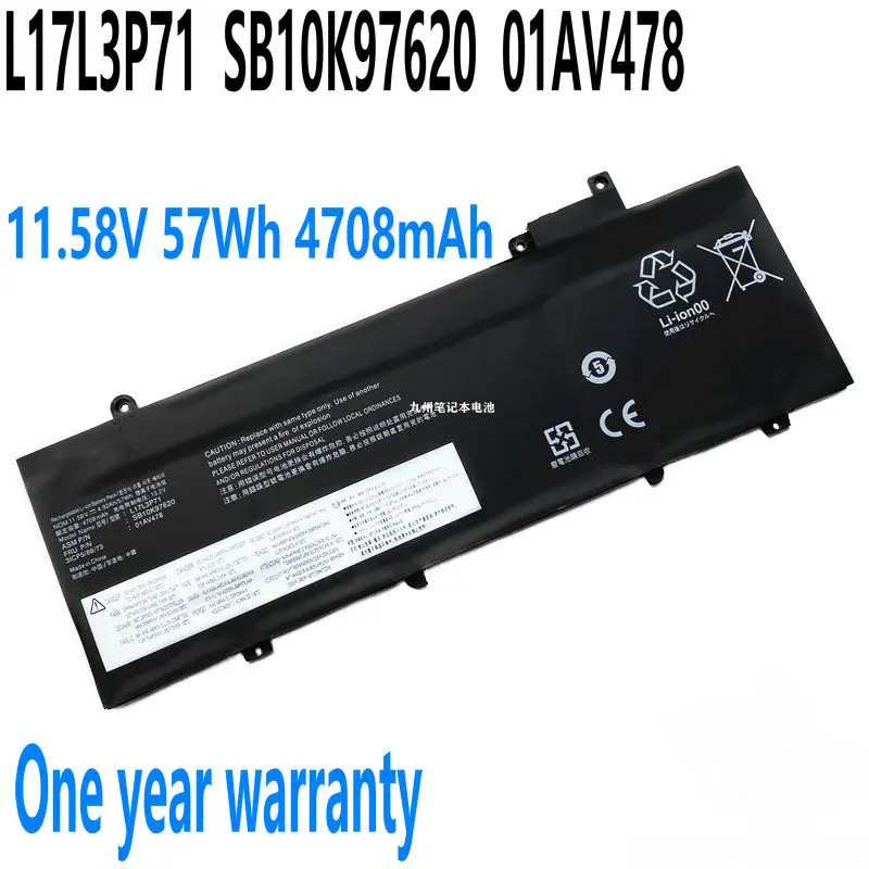 

11.58V 57Wh 4708mAh L17L3P71 L17M3P71 L17M3P72 01AV478 01AV479 01AV480 Laptop Battery For Lenovo ThinkPad T480S Series Notebook