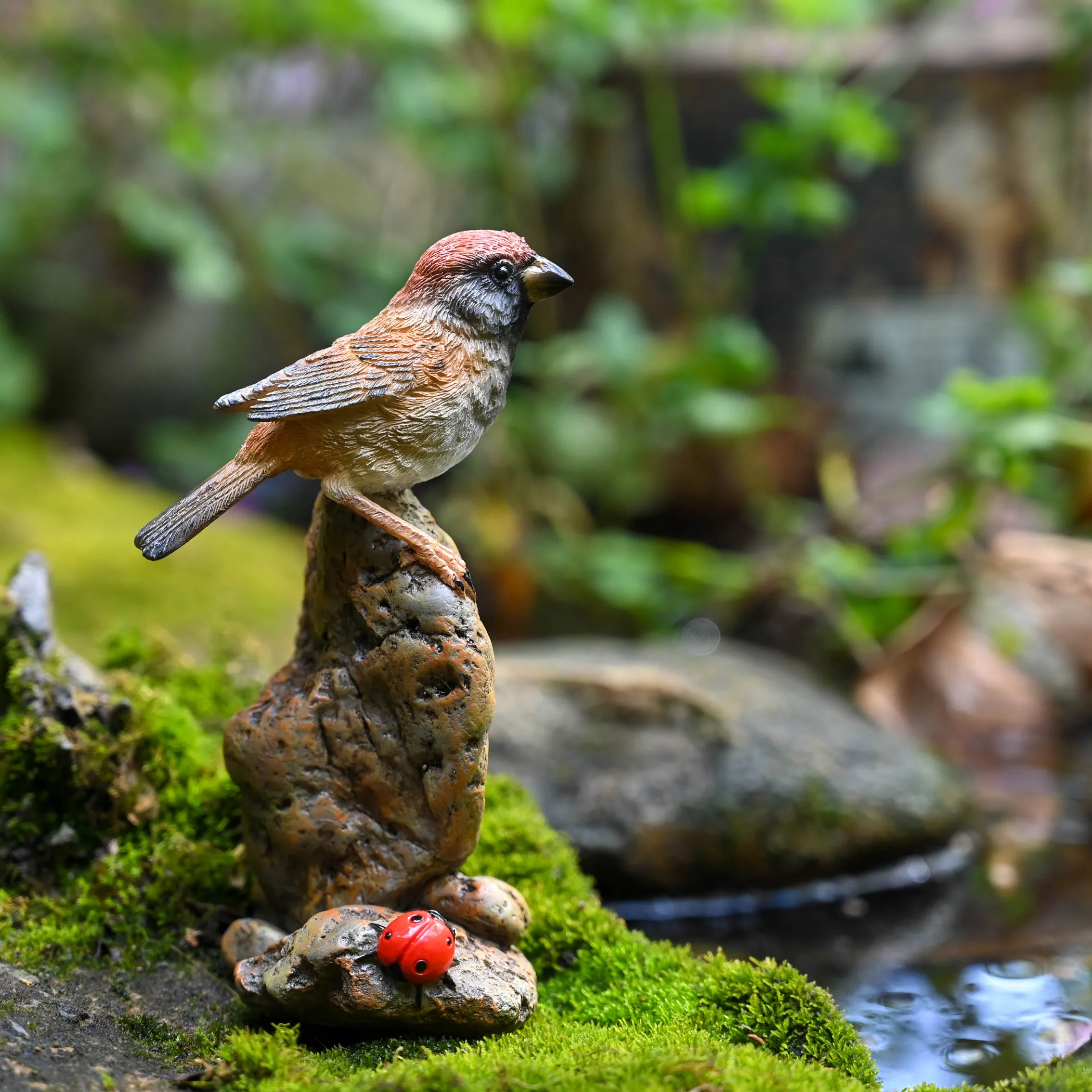 Realistic Resin Sparrow Kingfisher Swallow Red Bird Figurine Garden Yard Bonsai Landscape Decor Ornament Creative Gift For Patio