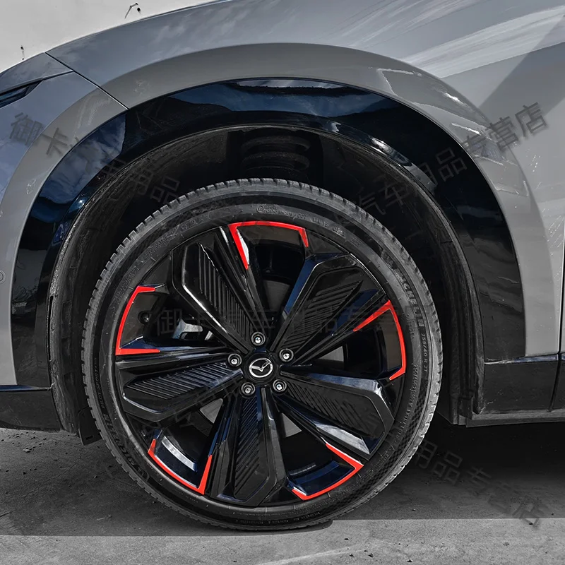 

Для Mazda EZ60 4-главая наклейка на ступицу колеса, модификация, дымчатая черная пленка, чернение ступицы колеса, декоративная наклейка