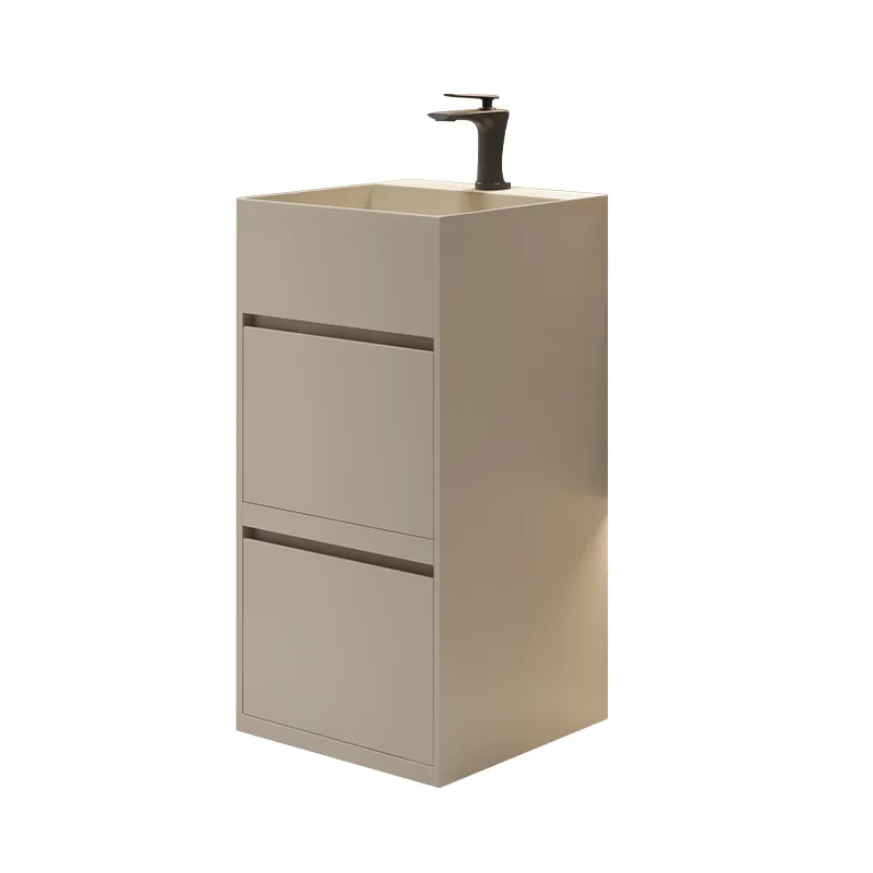 

Stainless Steel Column Basin Bathroom Cabinet Chinese Cream Style High-End Double Drawer Sink Floor Standing Storage Cabinet