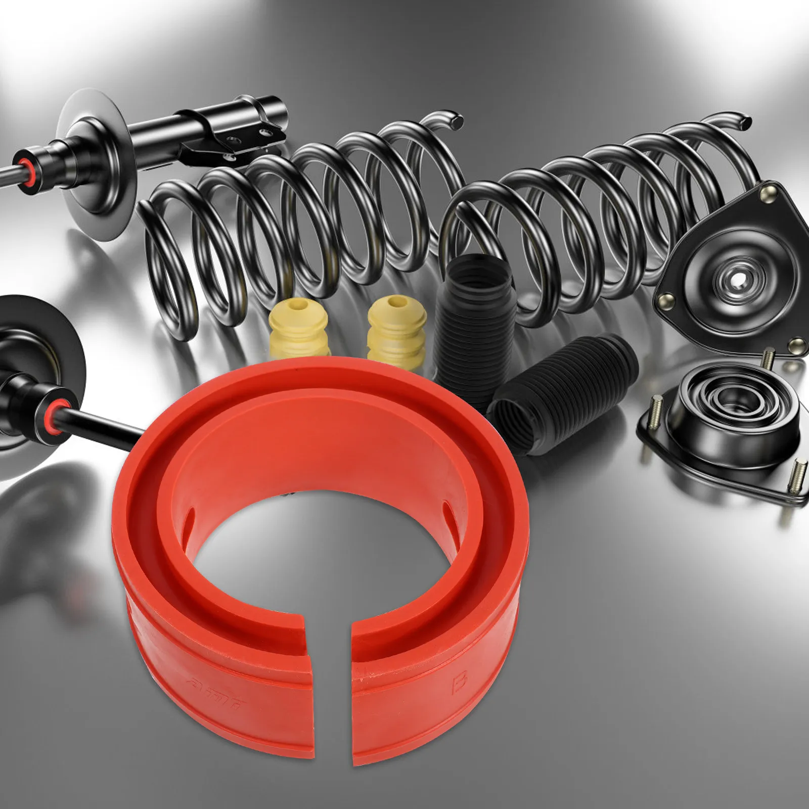 

Red Car Shock Absorber Rubber Coil Spring Spacer Booster Bumper Cushion for Vehicle Suspension Modification Comfort Stability
