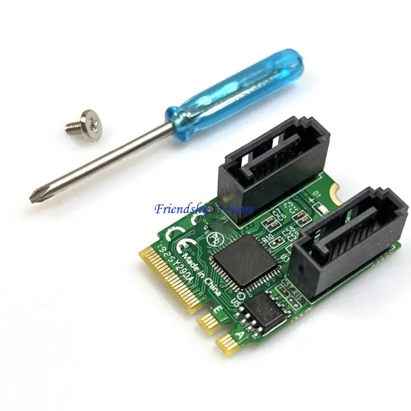 T8WC M.2 A+E คีย์ไปยัง 2 พอร์ต SATA3.0 ตัวแปลงการ์ดส่วนขยายตัวที่ส่งมอบอะแดปเตอร์ขยายการถ่ายโอน 6Gbps ASM1061 ชิป