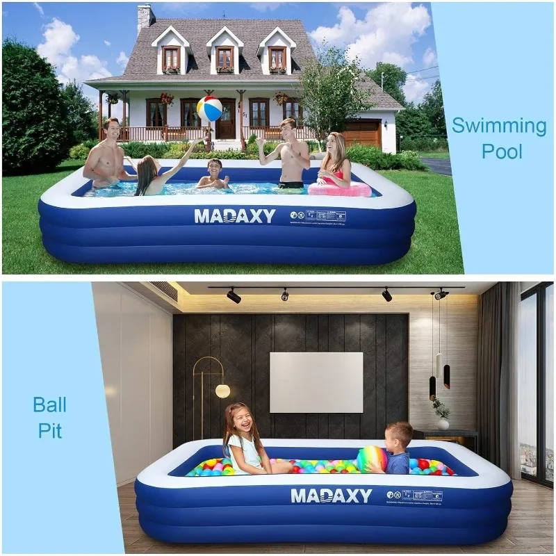 Inflatable Pool, MADAXY Swimming Pool for Kids and Adults, 120